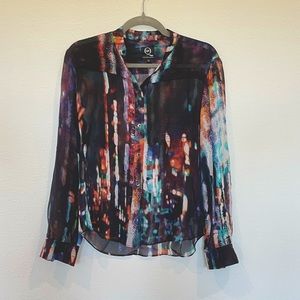 Alexander McQueen Colorful Sheer Blouse. Size 2.